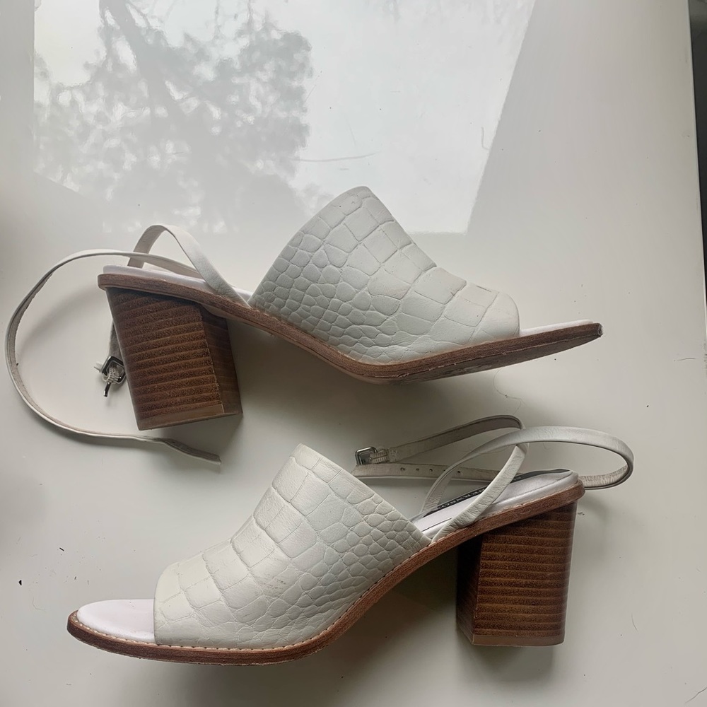 White heeled sandals